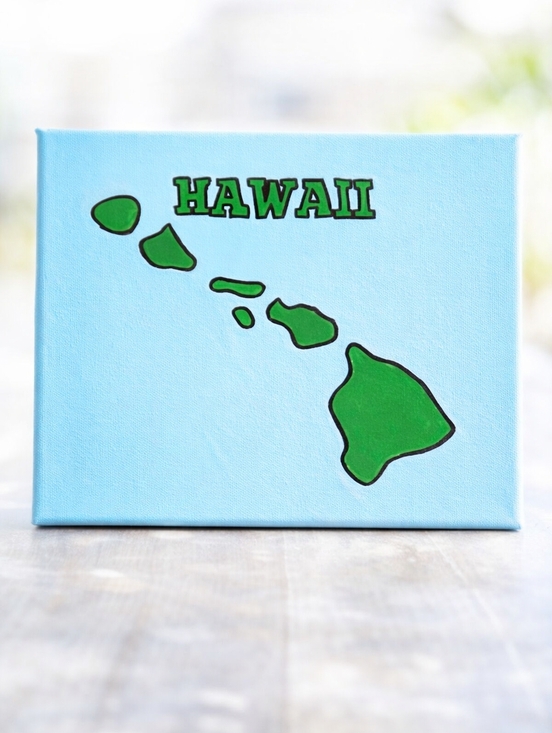 Handmade Other - Hawaii Islands Canvas Wall Art Hand Painted Blue Beach Tropical Decor